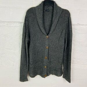 Faded Glory Charcoal gray chunky knit comfy Button-Up Cardigan sweater size XL
